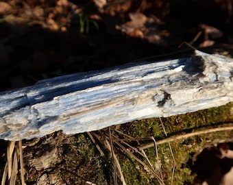 Blå kyanit på kvartsmatris, Brasilien, 270 gr, 17 cm, grov kristall, natursten, stor storlek, blå kayanit, disten