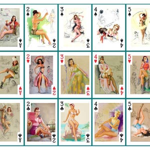 Cartes à jouer. 54 Unique Knute O. Munson - Pin Up. Cartes de poker de haute qualité