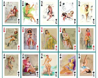 Playing Cards. 54 Unique Knute O. Munson - Pin Up. High quality poker playing cards