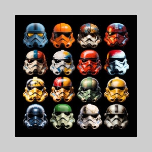 Stormtrooper helmet concept art pop-art, Star Wars Art, Stormtrooper helmets, Wall Art, 12&quot;x12&quot; Metal Print, Star Wars Film