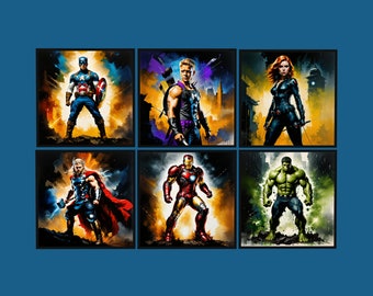 Stampe artistiche Avengers – Eroi e cattivi, PNG ad alta risoluzione (download digitale)