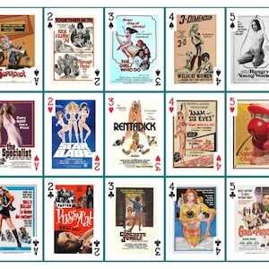 Sensationeller Sleaze: Ein provozierendes Deck Mit 54 Retro Sexploitation Movie Poster Spielkarten