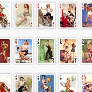 Cartes à jouer pin-up rétro - 54 cartes à jouer distinctes et uniques de qualité Pin-up Gil Elvgren.