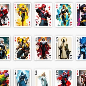 Jeu de cartes Marvel Heroes And Villains - Illustration de jeu de 52 cartes à jouer au format poker
