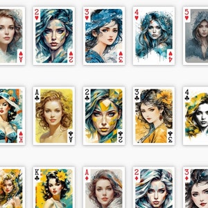 Bellissime carte da gioco - Set da poker illustrativo di 54 carte da gioco uniche e distinte.