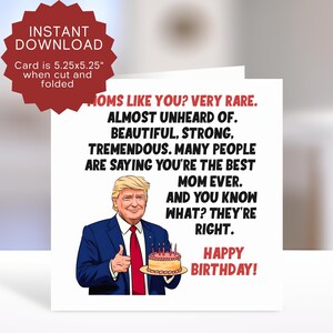 Carte d'anniversaire drôle de maman imprimable, carte Donald Trump pour l'anniversaire des mères, carte de maman républicaine, partisan de MAGA Trump pour maman, carte de la meilleure maman.