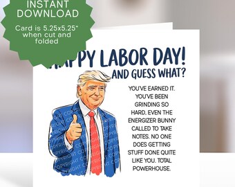 Funny Labor Day Trump Card – Printable Employee Gift (PDF JPEG) - MAGA Politics Lover