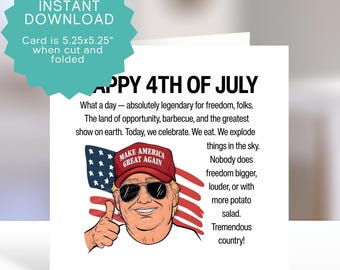 Trump 4th of July Card – Independence Day Patriotic Printable (PDF & JPEG)