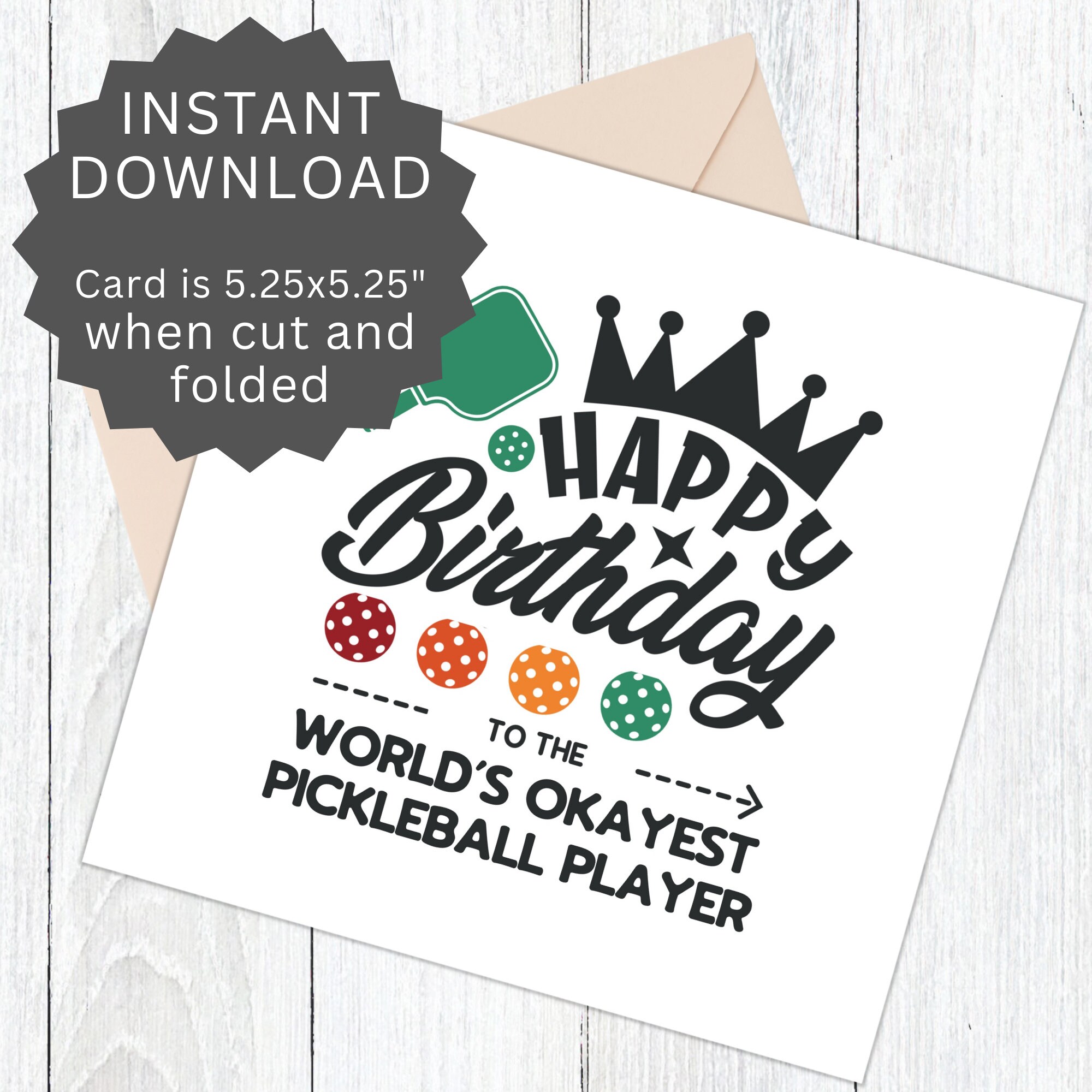 Funny Pickleball Birthday Card Printable, World's Okayest Pickleball ...