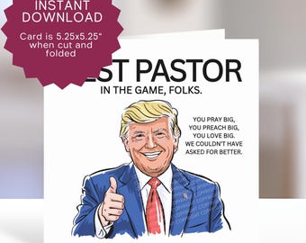 Funny Trump Pastor Appreciation Card – Printable Humor (Digital Download)