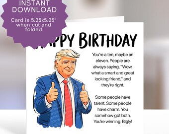 Friend Birthday Card Printable - MAGA Birthday Template (PDF, JPEG) Downloadable - Politics Lover Gift