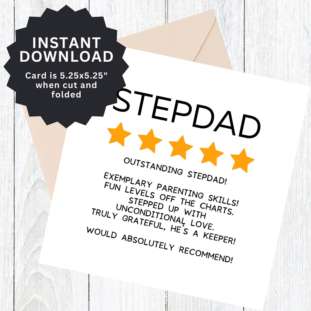 Stepdad Father's Day Card Printable, Funny Stepdad Card Downloadable, Best Step Dad Birthday ...