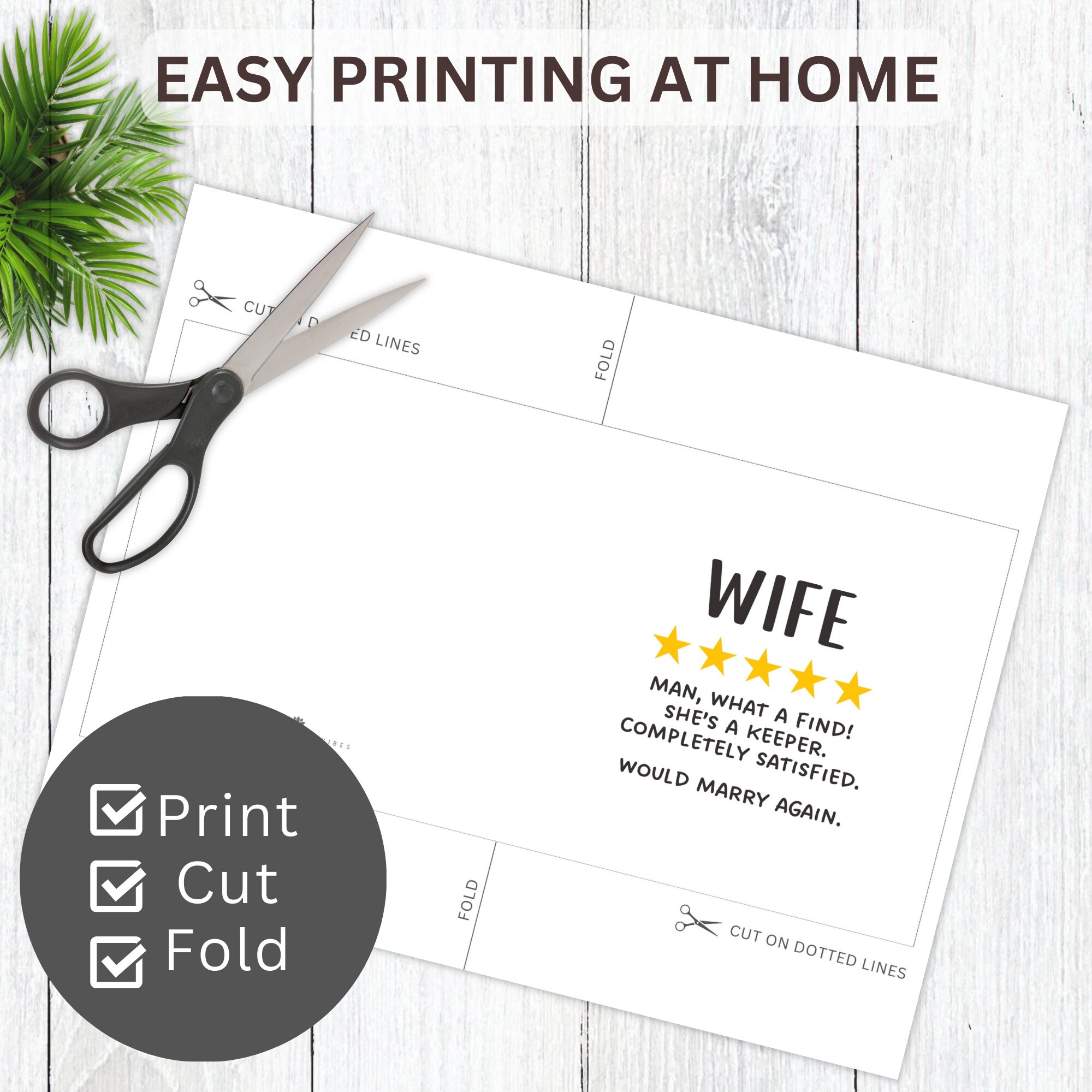 5 Star Wife Card Printable, Mother's Day Card to Wife, 1st Anniversary ...