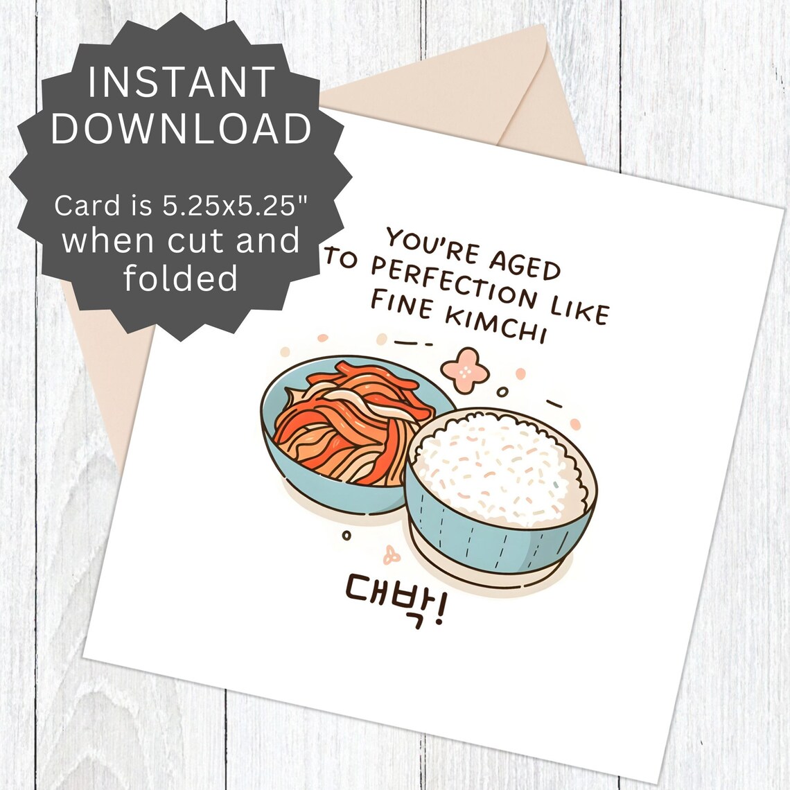 Cute Korean Card Printable, Korean Food Birthday Card Downloadable ...