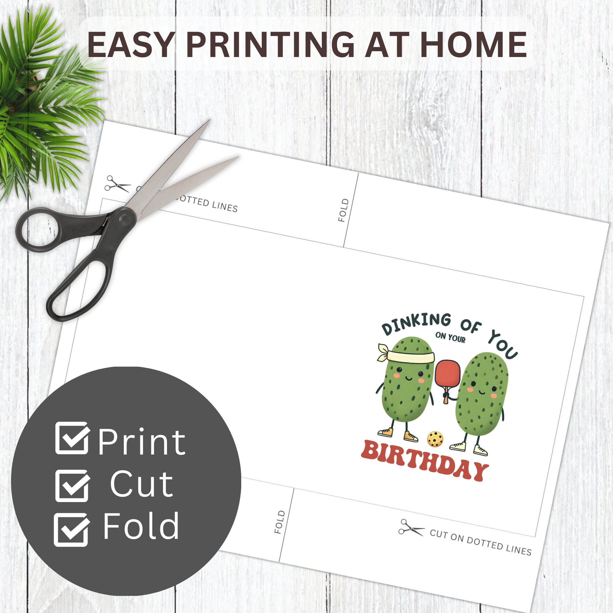 Cute Pickleball Birthday Card Printable, Dinking of You Birthday Card ...