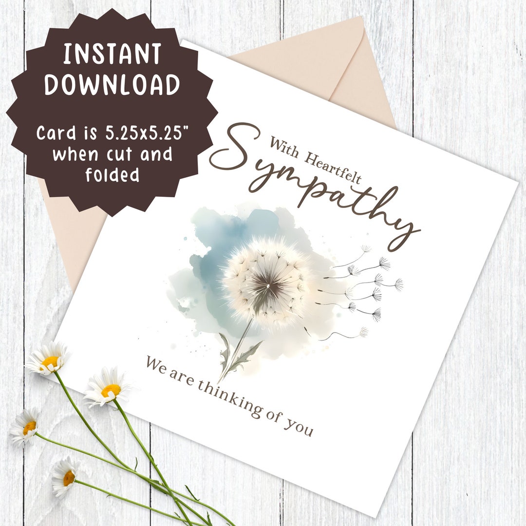 With Heartfelt Sympathy Card Printable, We Are Thinking of You Card ...
