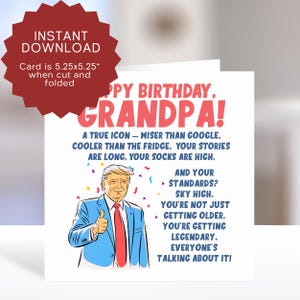 Opa Geburtstagskarte druckbare, lustige Großvater Geburtstagskarte, Trump Grand Dad Karte, Karte für Papa, Republikanische Karte, MAGA Unterstützer