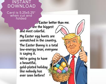 Divertida tarjeta imprimible de Pascua con temática de Trump - Humor político de Pascua MAGA Descarga instantánea