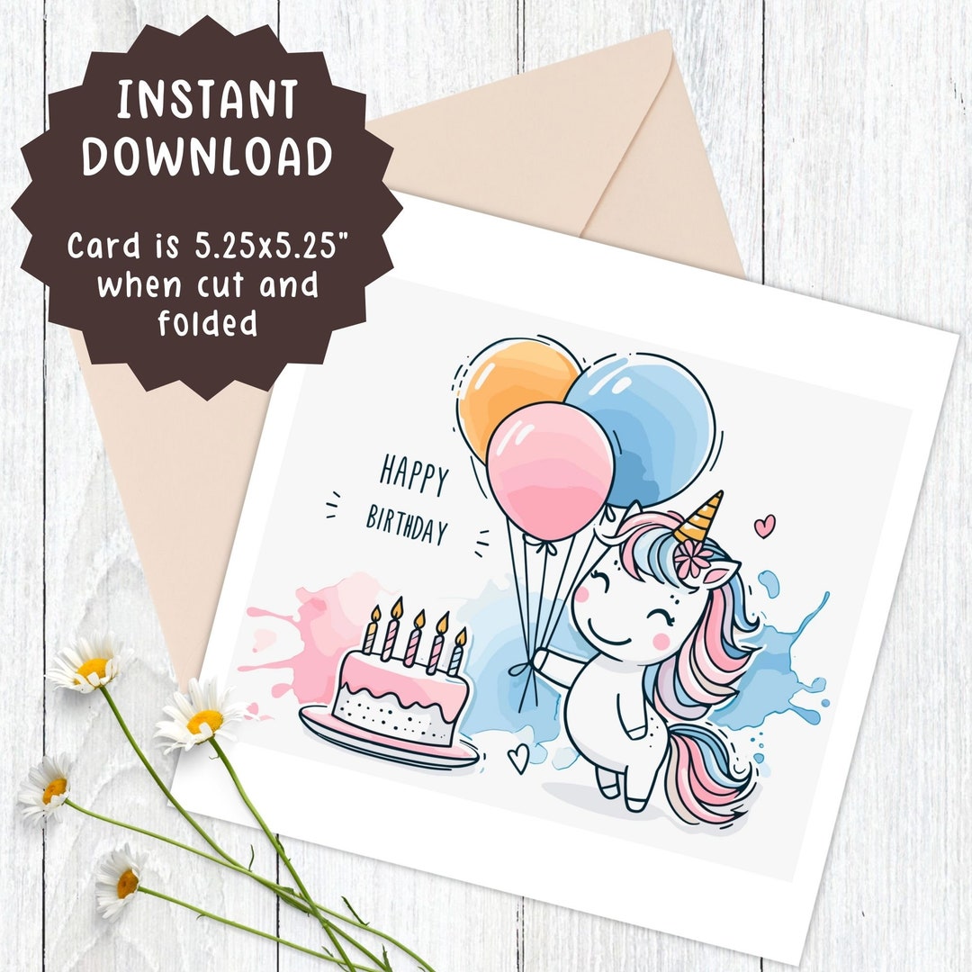 Cute Birthday Card Printable Unicorn - Il 1080xN.5680846404 Ctpe 