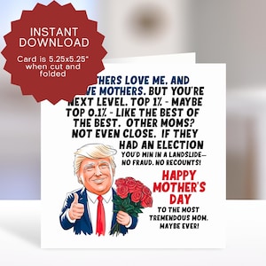 Grappige Trump Moederdagkaart - Republikeinse moederkaart - politieke Moederdagkaart voor MAGA en Trump Supporter - beste moederkaart van dochter