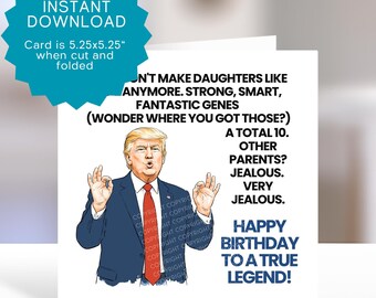 Hilarious Daughter Birthday Card Printable  - Funny Political Compliment Gift