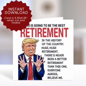 Lustige Ruhestandskarte druckbare, vergnügte Karte Donald Trump Ruhestand, Kollege Ruhestandsgeschenk, Mitarbeiter geht ab, Krankenschwester Ruhestandskarte.