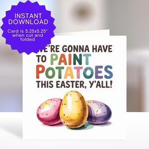 Tarjeta de Pascua imprimible sobre la inflación de huevos, divertidas papas pintadas de Pascua, Pascua política, meme de Pascua sobre la inflación, Pascua política no cristiana