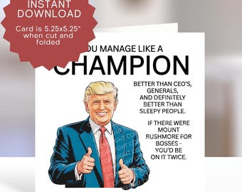 Tarjeta imprimible de "Jefe Divertido" - Saludo de agradecimiento al humor de Trump en el trabajo (Plantilla JPEG PDF)