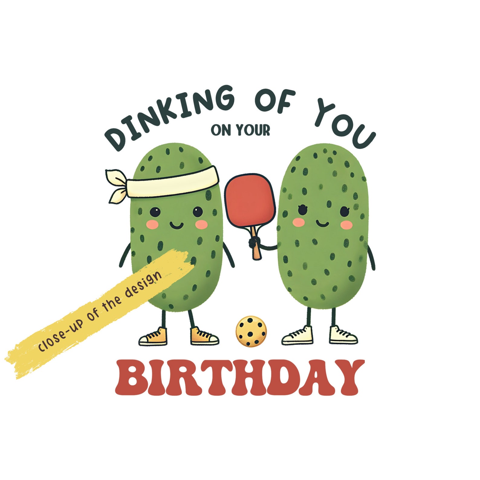 Cute Pickleball Birthday Card Printable, Dinking of You Birthday Card ...
