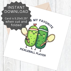 Tarjeta de cumpleaños de Pickleball imprimible, tarjeta de jugador favorito de Pickleball, tarjeta linda de Pickleball para novio, tarjeta de novia Pickleball.