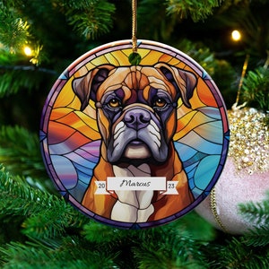 Bullmastiff Christmas Dog Mom Ornament Christmas 2024 Decor Customized Gift Tree Round Ceramic Decor Personalize Gift Keepsake Ornament