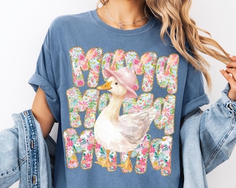 Niedliches Enten-Mama-T-Shirt, Muttertagsgeschenk, Blumenmama-T-Shirt, Geschenk für sie, niedliches Tier-Shirt, lustiges grafisches T-Shirt, niedliches Mutter-Hemd, einzigartiges Geschenk