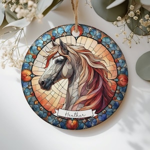 Custom Stained Glass Horse Ornament Horse Memorial Gift Horse Lover Gift Horse Ornament, Horse Artwork, Decorative Equestrian Christmas Gift