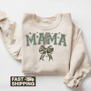 Camo Mama T-Shirt, Camo Mama Sweatshirt, Hunting Season Shirt, Hunting Lover Gift, Camo Bow Shirt, Mama Shirt, Camo Lover Shirt