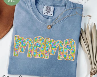 鮮やかなママの花柄Tシャツ、母の日ギフト、かわいい春の花柄ママシャツ、彼女へのギフト、ママライフTシャツ、カラフルなママTシャツママへのギフトアイデア