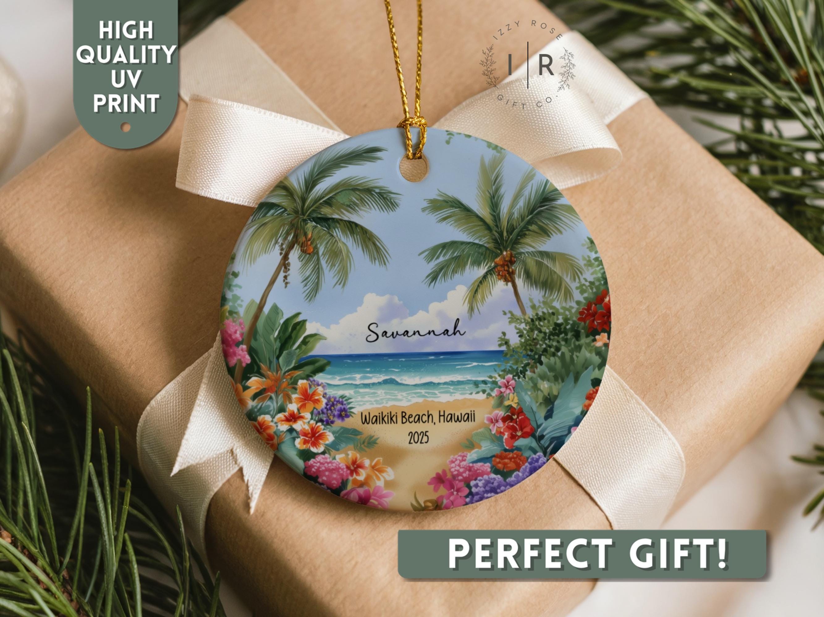 Waikiki Beach Hawaii Ornament Custom Travel Ornament, Christmas ...