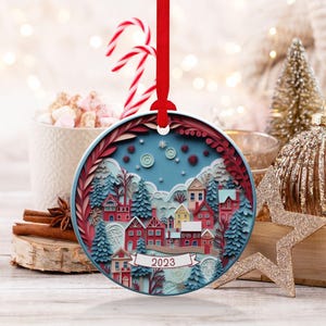 Scandinavian Ornament Nordic Christmas 2024 Decor Swedish Christmas Customized Gift Tree Round Ceramic Decor Personalize Gift Keepsake