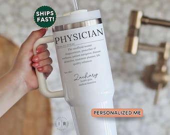 Physician Name Tumbler 40oz Personalized Doctor Retirement Job Gift Travel Mug 40oz Tumblers with Straw Personalized Tumbler with Handle Cup