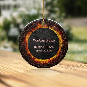 Personalized Solar Eclipse 2024 Ornament Custom Total Solar Eclipse Souvenir Gift Eclipse Keepsake, Eclipse Bauble Celestial Holiday Gift image 6