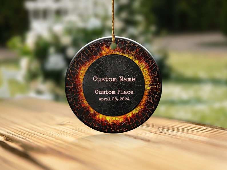 Personalized Solar Eclipse 2024 Ornament Custom Total Solar Eclipse Souvenir Gift Eclipse Keepsake, Eclipse Bauble Celestial Holiday Gift image 6