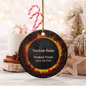 Personalized Solar Eclipse 2024 Ornament Custom Total Solar Eclipse Souvenir Gift Eclipse Keepsake, Eclipse Bauble Celestial Holiday Gift image 9