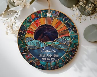 Total Solar Eclipse 2025  Personalized Solar Eclipse 2025 Ornament Custom Total Eclipse Souvenir Gift Eclipse Keepsake, Eclipse Holiday Gift