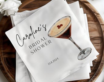 Love is Brewing Bridal Shower Napkins, Custom Espresso Martini Wedding Napkins, Bachelorette Napkins Engagement Wedding Bar Napkins