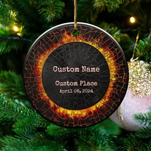 Personalized Solar Eclipse 2024 Ornament Custom Total Solar Eclipse Souvenir Gift Eclipse Keepsake, Eclipse Bauble Celestial Holiday Gift image 7