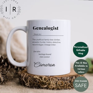 Custom Genealogist Mug, Family Tree Researcher Gift, Ancestry Coffee Cup, Custom Name Personalized Mug Keepsake, Unique History Buff Present