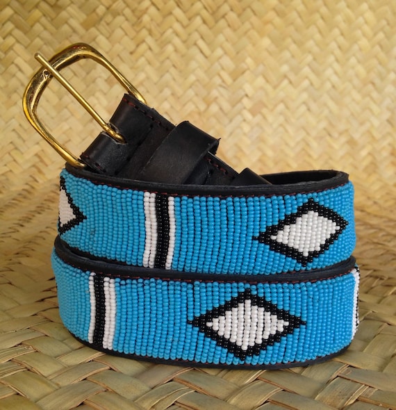Tribal Design Leather Belt Fossil Dark Brown Leather Belt Linked Braided Western Tribal  main image 3
