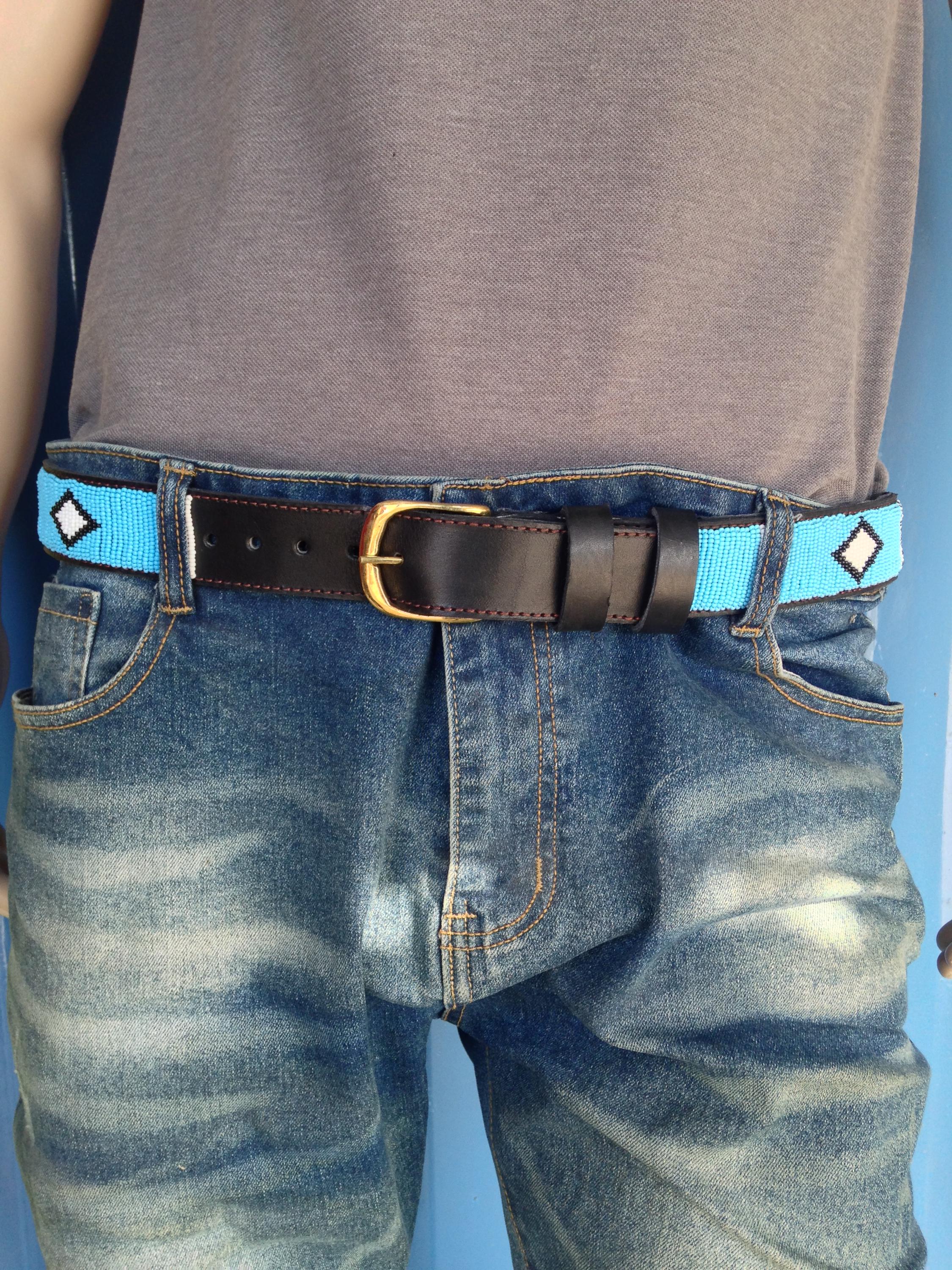 Maasai Beaded Leather Belt – African Tribal Geometric  display picture 1