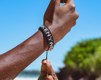 Kenya Flag Beaded Bracelet: Handmade African Jewelry