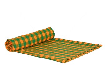 Original Massai Shuka Decke – kenianischer, orange karierter Überwurf (59x79)
