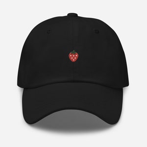 Baseball Cap With Cute Strawberry Embroidery
